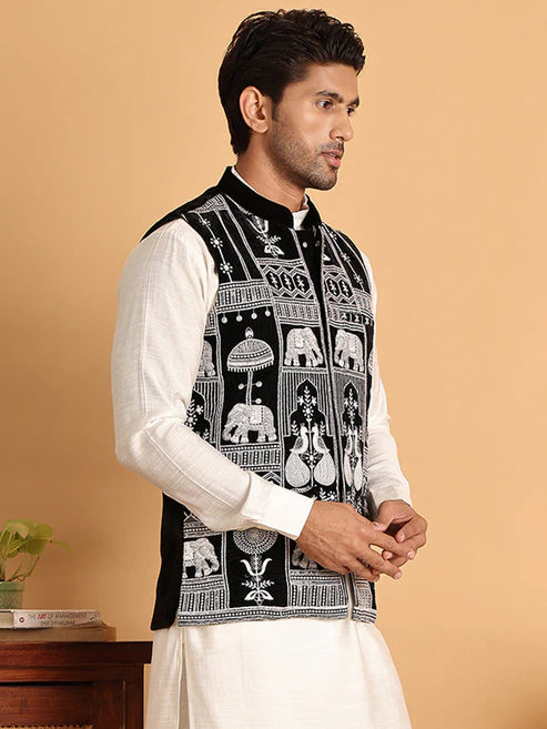 Nehru Jacket Velvet Elefanten