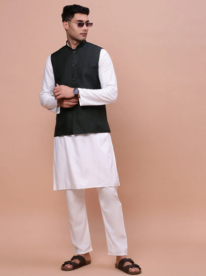 Schwarze Nehru Jacket Herren Slim Fit Styling über Kurta Traditionelle indische Weste